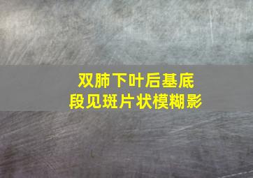 双肺下叶后基底段见斑片状模糊影