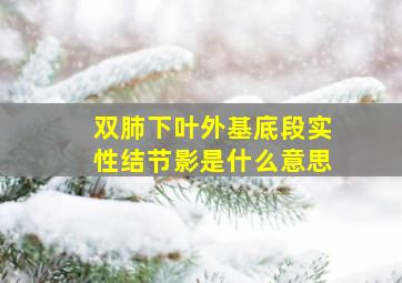 双肺下叶外基底段实性结节影是什么意思