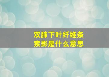 双肺下叶纤维条索影是什么意思