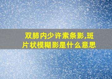 双肺内少许索条影,斑片状模糊影是什么意思