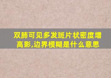 双肺可见多发斑片状密度增高影,边界模糊是什么意思