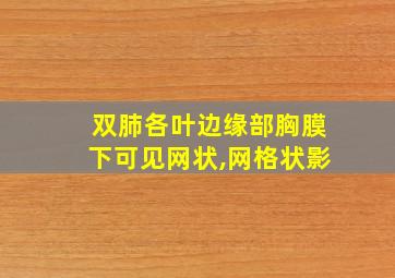 双肺各叶边缘部胸膜下可见网状,网格状影