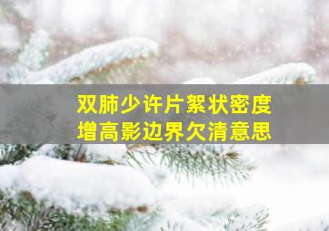 双肺少许片絮状密度增高影边界欠清意思