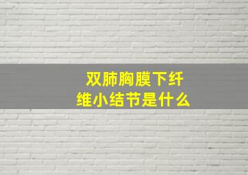 双肺胸膜下纤维小结节是什么