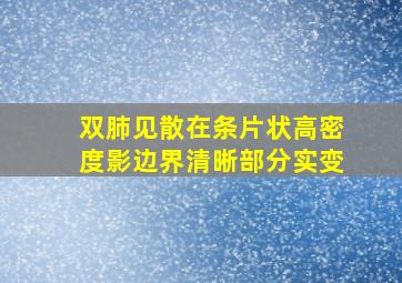 双肺见散在条片状高密度影边界清晰部分实变