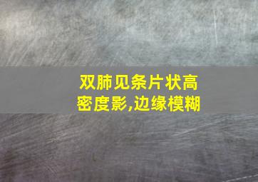 双肺见条片状高密度影,边缘模糊