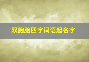 双胞胎四字词语起名字