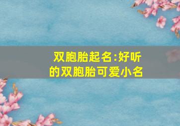 双胞胎起名:好听的双胞胎可爱小名