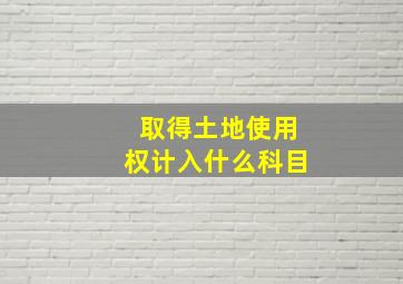 取得土地使用权计入什么科目