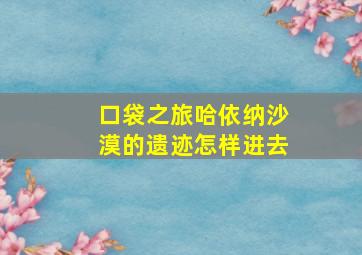 口袋之旅哈依纳沙漠的遗迹怎样进去