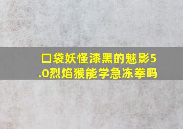 口袋妖怪漆黑的魅影5.0烈焰猴能学急冻拳吗