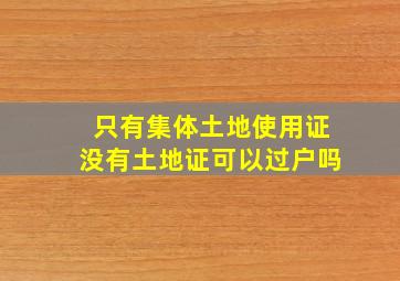 只有集体土地使用证没有土地证可以过户吗