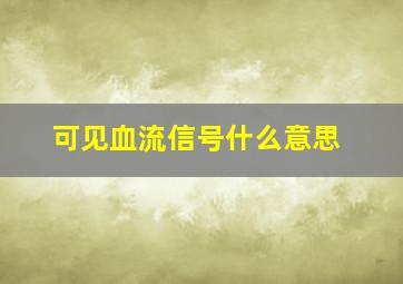 可见血流信号什么意思