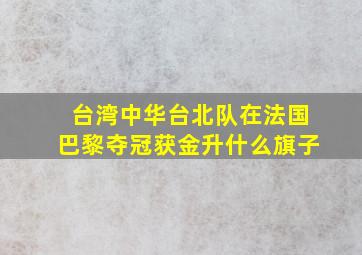 台湾中华台北队在法国巴黎夺冠获金升什么旗子