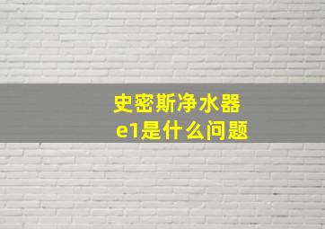 史密斯净水器e1是什么问题