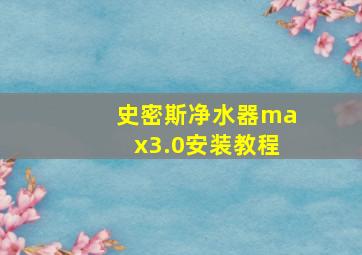 史密斯净水器max3.0安装教程