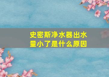 史密斯净水器出水量小了是什么原因