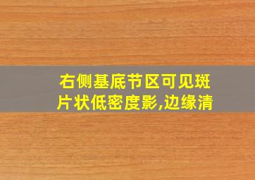 右侧基底节区可见斑片状低密度影,边缘清