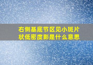 右侧基底节区见小斑片状低密度影是什么意思