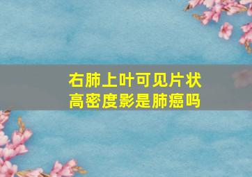 右肺上叶可见片状高密度影是肺癌吗