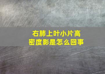 右肺上叶小片高密度影是怎么回事