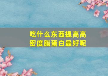 吃什么东西提高高密度脂蛋白最好呢