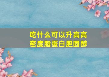 吃什么可以升高高密度脂蛋白胆固醇