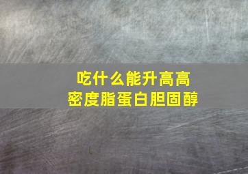 吃什么能升高高密度脂蛋白胆固醇