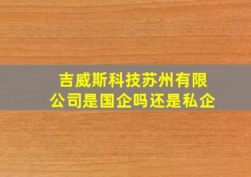 吉威斯科技苏州有限公司是国企吗还是私企