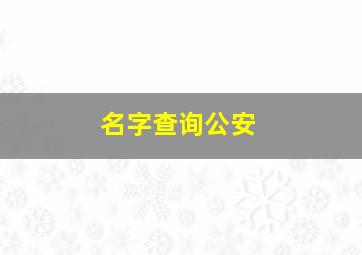 名字查询公安