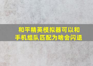 和平精英模拟器可以和手机组队匹配为啥会闪退