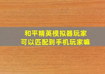 和平精英模拟器玩家可以匹配到手机玩家嘛