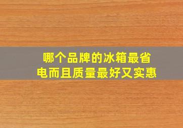 哪个品牌的冰箱最省电而且质量最好又实惠