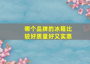 哪个品牌的冰箱比较好质量好又实惠