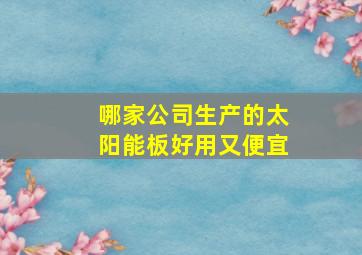 哪家公司生产的太阳能板好用又便宜