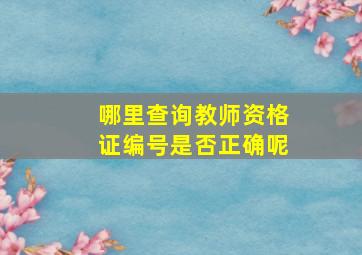 哪里查询教师资格证编号是否正确呢