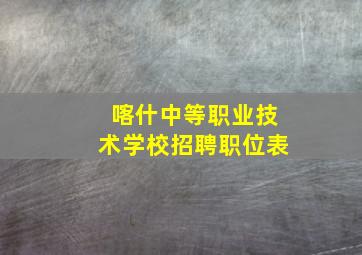 喀什中等职业技术学校招聘职位表