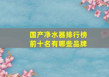 国产净水器排行榜前十名有哪些品牌