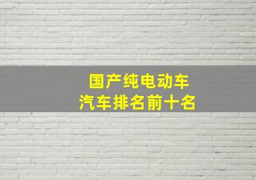 国产纯电动车汽车排名前十名