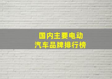 国内主要电动汽车品牌排行榜