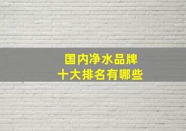 国内净水品牌十大排名有哪些