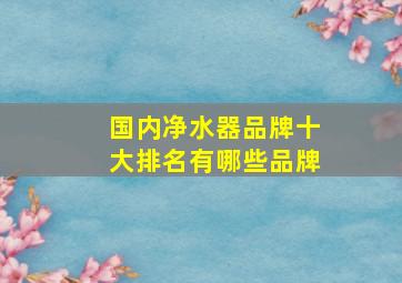 国内净水器品牌十大排名有哪些品牌