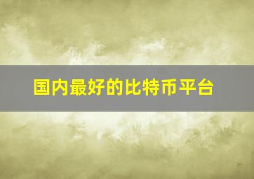 国内最好的比特币平台