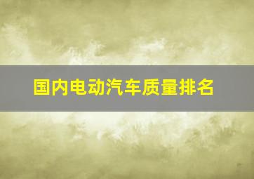 国内电动汽车质量排名