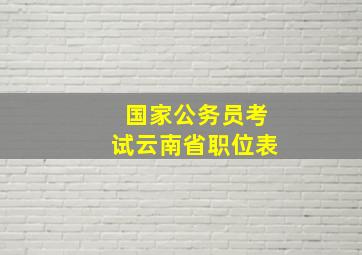 国家公务员考试云南省职位表