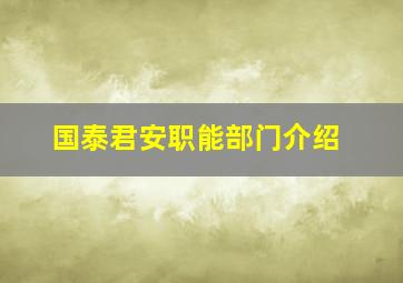 国泰君安职能部门介绍