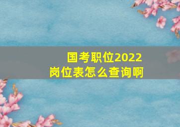 国考职位2022岗位表怎么查询啊