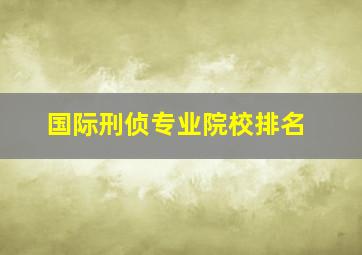 国际刑侦专业院校排名