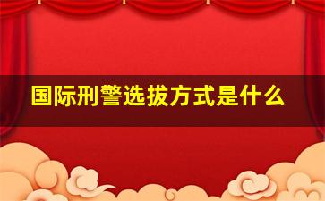 国际刑警选拔方式是什么