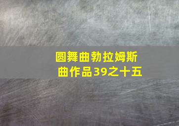 圆舞曲勃拉姆斯曲作品39之十五